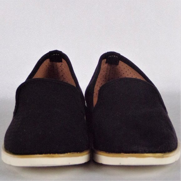 QUPID size 7 black flat-heel sneakers cushioned insoles perforated fabric uppers - Picture 7 of 15